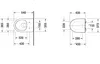 Technical drawings with dimensions for a toilet. Produktbild-Vorschau
