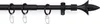 A black curtain rod with rings and a decorative finial on the right, set against a white background. Náhľad obrázku produktu