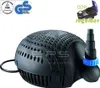 A black pond pump with a blue connector is shown against a white background. Several certification logos and text are visible in the upper corners. Produktbild-Vorschau