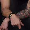 SERASAR | Bracelet en cuir pour hommes [Proud] avec or en Voir les images du produit 10