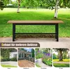 A collage of images showing a bench in different outdoor settings: a driveway, a deck, a garden path, and a park. Produktbild-Vorschau