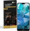 A product box for a screen protector is shown next to a smartphone. Produktbild-Vorschau