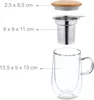 Relaxdays Teeglas, mit Edelstahl-Sieb, Bambusdeckel, Produktbild-Vorschau 4