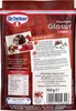 The back of a Dr. Oetker Kuchenglasur dunkel (dark cake glaze) package, showing preparation instructions, nutritional information, and ingredients. Podgląd zdjęcia produktu