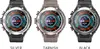 Three smartwatches in different colors (silver, tarnish, and black) are displayed side-by-side against a white background. Each smartwatch has a circular screen showing a digital display with time and other information. Náhled obrázku produktu