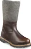 A single brown leather boot with a gray felt upper, shown against a white background. Produktbild-Vorschau