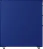 A blue roll container with wheels is shown from the side. Voir les images du produit