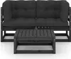 vidaXL 3-tlg. Garten-Lounge-Set mit Kissen Massivholz Produktbild-Vorschau 3