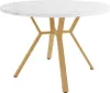 Runder Weiss Esstisch 100x100x75 cm Marmor Optik Gold X Produktbild-Vorschau 3