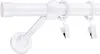 A close-up view of a white curtain rod with rings and clips. Podgląd zdjęcia produktu