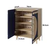 A shoe cabinet with its doors open, showing the internal shelves and dimensions. Anteprima dell’immagine prodotto