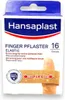 A box of Hansaplast Finger Pflaster Elastic bandages, with a close-up of one bandage applied to a thumb. Náhled obrázku produktu