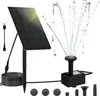 A solar-powered water pump with a solar panel and multiple nozzle attachments, set against a white background. Produktbild-Vorschau