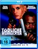 Blu-ray cover art for the movie 'Tödliche Weihnachten' featuring Geena Davis and Samuel L. Jackson holding guns. Náhľad obrázku produktu