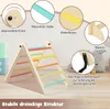 A wooden climbing triangle with colorful rungs, presented with feature callouts and text descriptions. Anteprima dell’immagine prodotto
