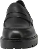 A close-up, front-facing view of a black loafer shoe with a thick sole. Anteprima dell’immagine prodotto