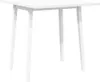 A white square dining table with four legs, shown from a slightly elevated angle against a white background. Náhled obrázku produktu