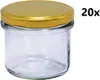 A single clear glass jar with a gold lid, shown against a white background, with a quantity indicator on the right. Produktbild-Vorschau