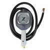 A tire pressure gauge with a coiled hose, isolated on a white background. Produktbild-Vorschau