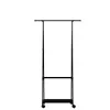 A black metal garment rack with wheels and a lower shelf, shown against a white background. Náhľad obrázku produktu