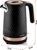 A black electric kettle with copper accents, shown from a side-diagonal view on a white background. Náhled obrázku produktu
