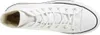 A top-down view of a white Converse Chuck Taylor All Star high-top sneaker. Voir les images du produit