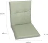 A light green chair cushion with dimensions indicated by measurement lines and text. Produktbild-Vorschau
