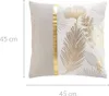 Beige Kissenbezug, goldene Blätter, 45 x 45 cm Produktbild-Vorschau 2