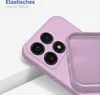 A close-up view of a purple phone case, showing the camera cutout and the interior lining. Produktbild-Vorschau