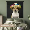 MuchoWow® Wandteppich Wandbehang Hund - Sombrero - Schwarz Produktbild-Vorschau 4