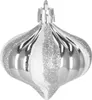 A single silver Christmas ornament with glitter accents. Produktbild-Vorschau