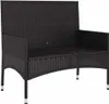 vidaXL Gartenbank 2-Sitzer mit Kissen Schwarz Poly Rattan Produktbild-Vorschau 3