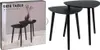 A product box for a set of side tables, with an image of the tables on the front. The product itself is shown to the right of the box. Produktbild-Vorschau