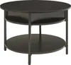 A black, round coffee table with two shelves and a metal frame, shown from a slightly elevated angle against a white background. Náhled obrázku produktu
