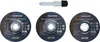 Three grinding/cutting discs and a tool for mounting them, laid out on a white background. Produktbild-Vorschau
