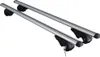 Two silver roof racks with black mounting brackets and keys, isolated on a white background. Náhled obrázku produktu
