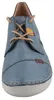 Auf dem Bild ist ein flacher Schuh in der Farbe Blau zu sehen. Der Schuh wird von der Seite präsentiert und zeigt eine schlichte und elegante Form. Produktbild-Vorschau