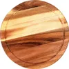 A round wooden cutting board with a circular groove around the edge, presented on a white background. Produktbild-Vorschau