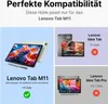 Collage showing a tablet and compatibility information for a tablet case. Produktbild-Vorschau