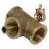 A brass plumbing fitting with threaded connections and a central pipe. Produktbild-Vorschau
