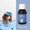 A split image showing a sick dog on the left and a bottle of pet medication on the right. Produktbild-Vorschau