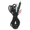 A coiled black audio cable with three different colored connectors. Podgląd zdjęcia produktu