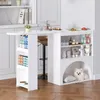 A white bar table with shelves and an integrated pet nook, set in a modern kitchen or dining area. Produktbild-Vorschau