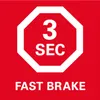 A red background with a white octagonal shape containing the text '3 SEC' and 'FAST BRAKE' below it. Náhľad obrázku produktu