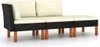 3-tlg. Garten-Lounge-Set Poly Rattan und Eukalyptus Produktbild-Vorschau 1