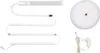 A white LED stand lamp with its components laid out on a white background. Produktbild-Vorschau