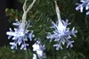 Close-up of snowflake-shaped LED lights on a Christmas tree. Voir les images du produit