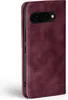 A close-up side view of a burgundy flip phone case for a Google Pixel 9a. Produktbild-Vorschau