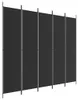 vidaXL Paravento a 5 pannelli Nero 250x220 cm in tessuto Anteprima dell’immagine prodotto 1