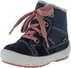 A single blue boot with pink laces and gray trim. Produktbild-Vorschau